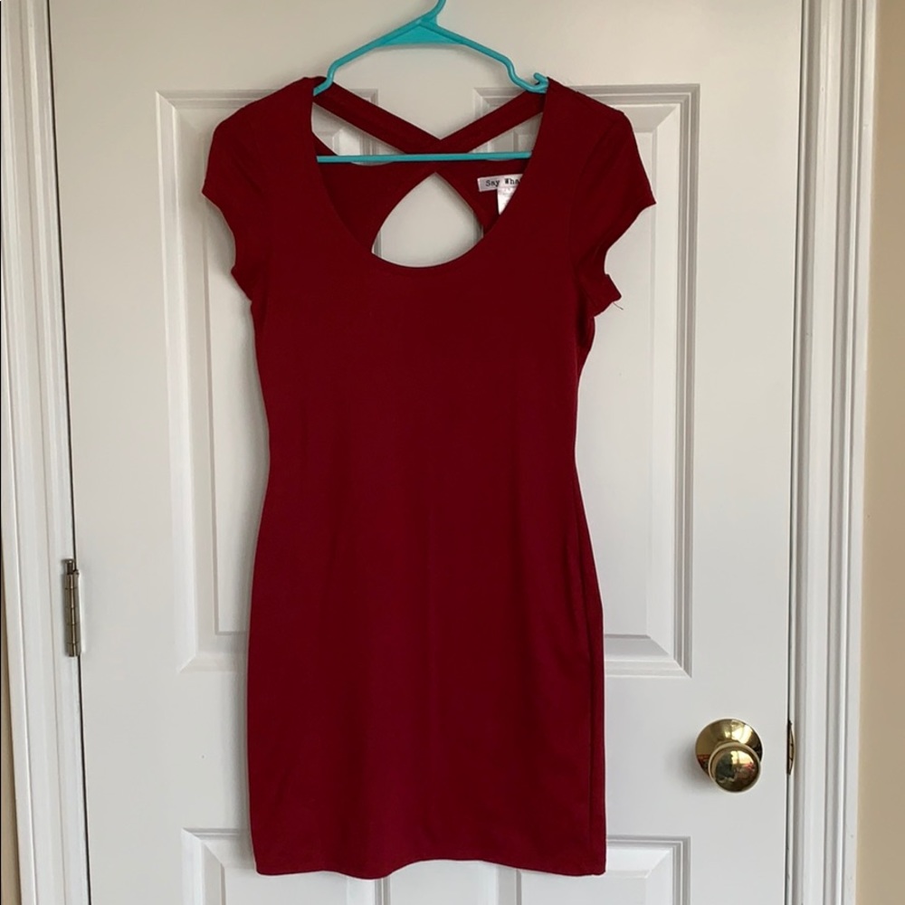 Dark Red Body Con Dress